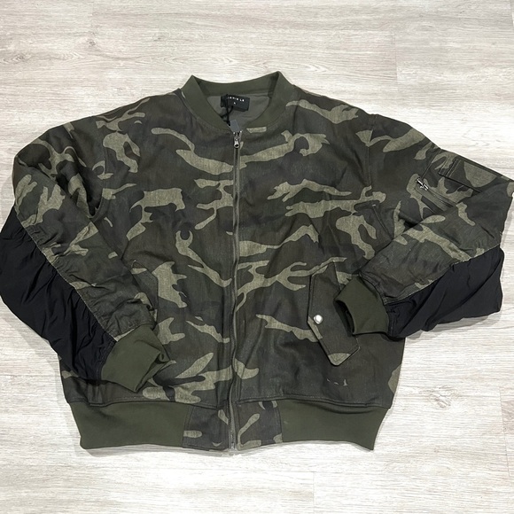 RICHIE LEMen's Camouflage Bomber Flight Jacket SZ XL